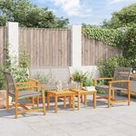 vidaXL Salon de jardin 5 Pièces gris résine tressée et bois d'acacia