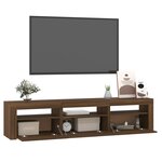 vidaXL Meuble TV avec lumières LED Chêne marron 180x35x40 cm