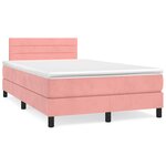 vidaXL Sommier à lattes de lit et matelas LED rose 120x190 cm velours