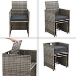 Salon de jardin acier polyrotin gris chiné coussins gris foncé 03_0008236