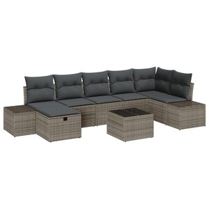 vidaXL Ensemble de Canapé de Jardin avec Coussins Gris en Poly Rattan