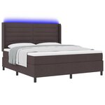 Lit à ressorts vidaXL avec matelas et LED Marron foncé 180x200 cm Tissu