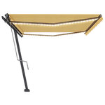 vidaXL Auvent automatique capteur de vent/LED 500x300cm Jaune et blanc