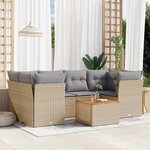 vidaXL Salon de jardin avec coussins 7 Pièces beige résine tressée