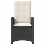 vidaXL Chaise inclinable de jardin avec coussins noir résine tressée