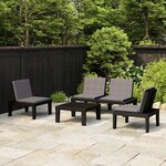 vidaXL Salon de jardin 4 Pièces avec coussins Plastique Gris