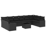 vidaXL Salon de jardin 11 Pièces avec coussins noir résine tressée