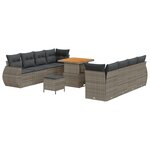 vidaXL Ensemble de canapé de jardin 11 pièces avec coussins gris poly rattan acacia