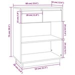 vidaXL Armoire console Gris 60x34x75 cm Bois de pin solide