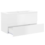 vidaXL Armoire d'évier avec lavabo intégré Blanc brillant
