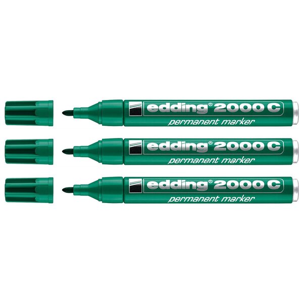 Marqueur Permanent 2000C Corps Alu Vert pointe Ronde 1 5-3 mm x 3 EDDING