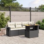 vidaXL Salon de jardin 5 Pièces avec coussins noir résine tressée