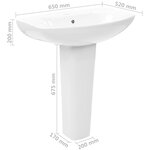 vidaXL Vasque autoportant avec socle Céramique Blanc 650x520x200 mm