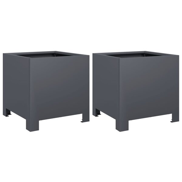 vidaXL Jardinières 2 Pièces anthracite 30x30x30 cm acier