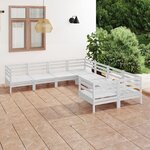 vidaXL Salon de jardin 8 Pièces Bois de pin massif Blanc