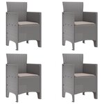 vidaXL Ensemble de salle à manger de jardin 5 pièces avec coussins gris clair en poly rotin