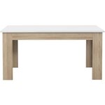 Table a manger de 6 a 8 personnes - Blanc mat et décor chene sonoma - Contemporain - PILVIL - 160 x l 90 cm