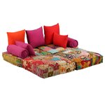 vidaXL Pouf modulaire à 2 places Patchwork Tissu