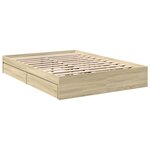 vidaXL Cadre de lit et tiroirs chêne sonoma 135x190 cm bois ingénierie