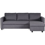 Canapé d'angle convertible réversible 3 places - Tissu gris - Contemporain - L 222 x P 150 x H 86 cm - CATS