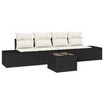 vidaXL Ensemble de canapé de jardin de 5 pièces avec coussins Noir Poly Rotin