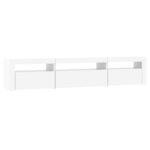 vidaXL Meuble TV avec lumières LED Blanc 195x35x40 cm