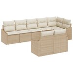 vidaXL Ensemble de canapé de jardin 8 pièces avec coussins Beige en poly rotin