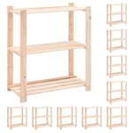 vidaXL Étagères de rangement à 3 niveaux 10 Pièces 80x38x90 cm Pin 150 kg