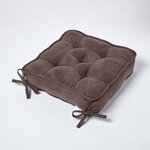 Galette de chaise coussin rehausseur en suédine Chocolat  40 x 40 x 10 cm - HOMESCAPES