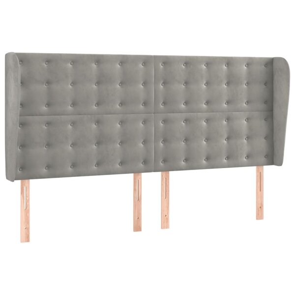 vidaXL Tête de lit avec oreilles Gris clair 183x23x118/128 cm Velours