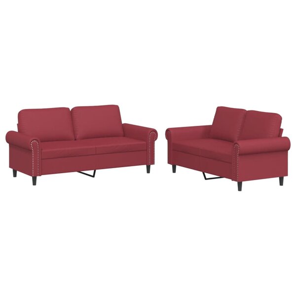vidaXL Ensemble de canapés 2 Pièces et coussins Rouge bordeaux Similicuir