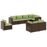 vidaXL Salon de jardin avec coussins 8 Pièces marron résine tressée