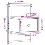 vidaXL Table de chevet murale chêne brun 35x30x51 cm bois d'ingénierie