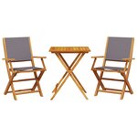vidaXL Ensemble de bistro 3 Pièces anthracite tissu et bois massif