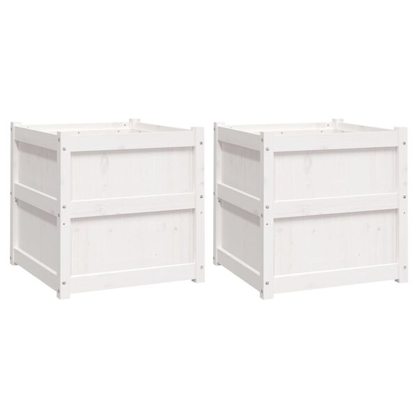 vidaXL Jardinières 2 Pièces blanc bois de pin massif
