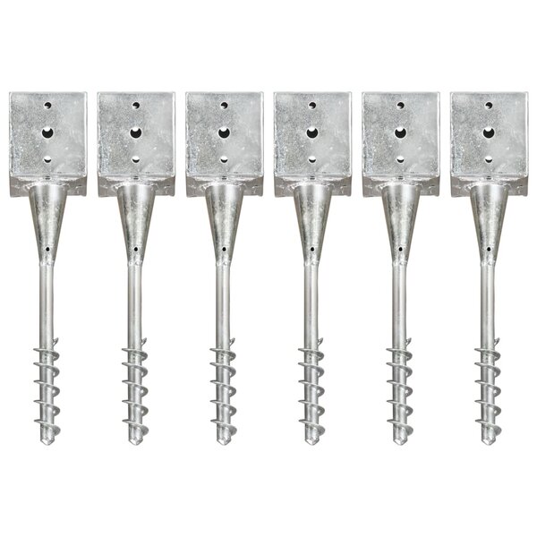 vidaXL Piquets au sol 6 Pièces Argenté 12x12x56 cm Acier galvanisé