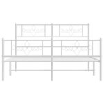 vidaXL Cadre de lit métal sans matelas et pied de lit blanc 135x190 cm