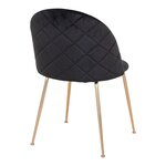 2 chaises de salle à manger en velours noir avec pieds en laiton