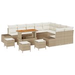 Set de canapés de jardin vidaXL 13 pièces avec coussins beige en poly rattan acacia