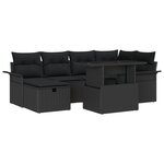 vidaXL Ensemble de canapé de jardin 7 pièces avec coussins noir en poly rattan