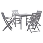 vidaXL Ensemble à manger de jardin 5 Pièces Bois d'acacia massif Gris