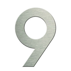 Numéro 9-Numéro adhésif pour boîtes aux lettres - Vinyle épais texturé, hauteur 50 mm - Inox Brossé