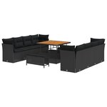 Ensemble de Canapés de Jardin 11 Pièces avec Coussins Noir Rattan Synthétique Acacia