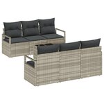 Ensemble de Canapés de Jardin 7 Pièces avec Coussins Gris Clair Poly Rotin