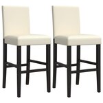 vidaXL Chaises de bar lot de 2 bois massif d'hévéa et similicuir