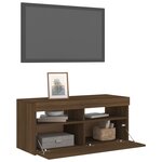 vidaXL Meuble TV avec lumières LED Chêne marron 90x35x40 cm