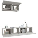 vidaXL Ensemble de meubles TV 3 Pièces Gris béton Bois d'ingénierie