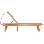 vidaXL Chaise longue et table taupe bois d'acacia solide et textilène