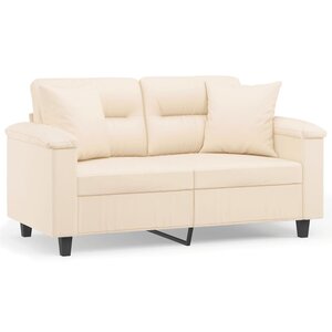 vidaXL Canapé 2 places avec oreillers beige 120 cm tissu microfibre