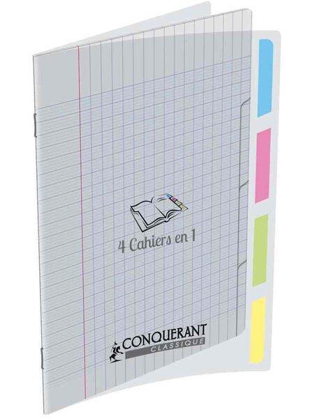 Cahier Polypro '4 en 1' 240 x 320 mm seyès 140 Pages 90g CONQUÉRANT SEPT